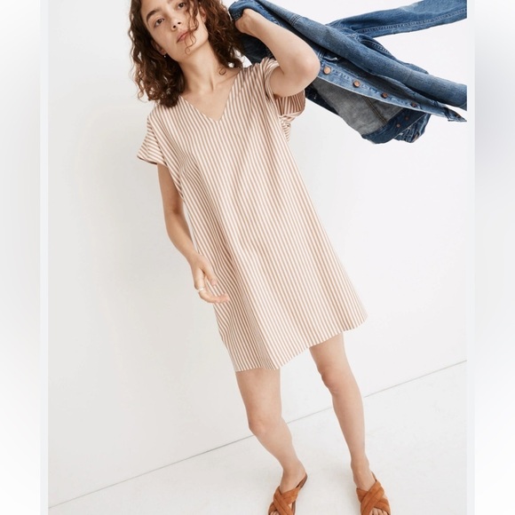 Madewell Button Back Easy Dress in Stripe - Picture 1 of 6